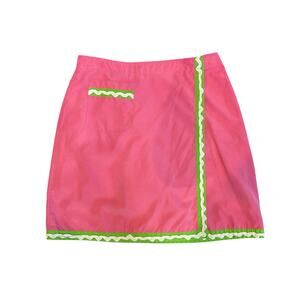 Vintage Lilly Pulitzer Pink Green Rickrack Trim Mini Skort Womens 4 AS IS
